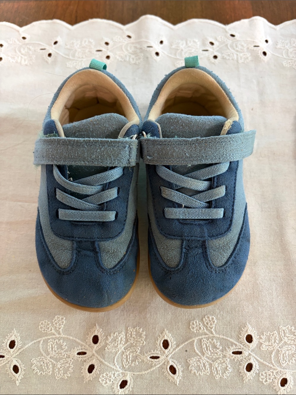 Toddler Ten Little Blue Suede Hook-and-Loop Sneakers